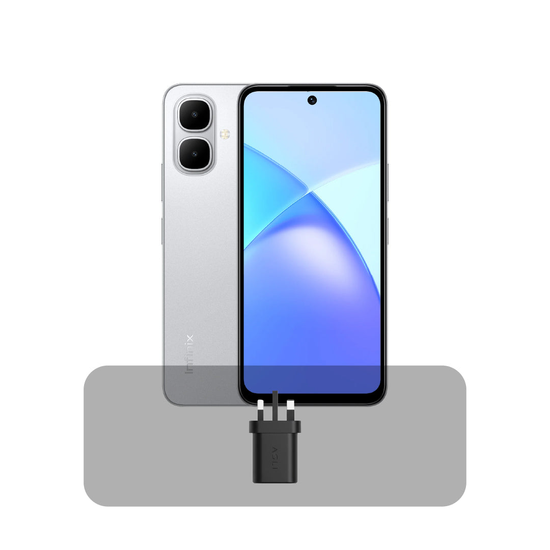 إنفينيكس سمارت 10 – شاشة 6.67 بوصة LCD، سعة تخزين 64 جيجابايت، 3 جيجابايت رام، بطارية 5000 ملي أمبير + عرض الباندل | فضي