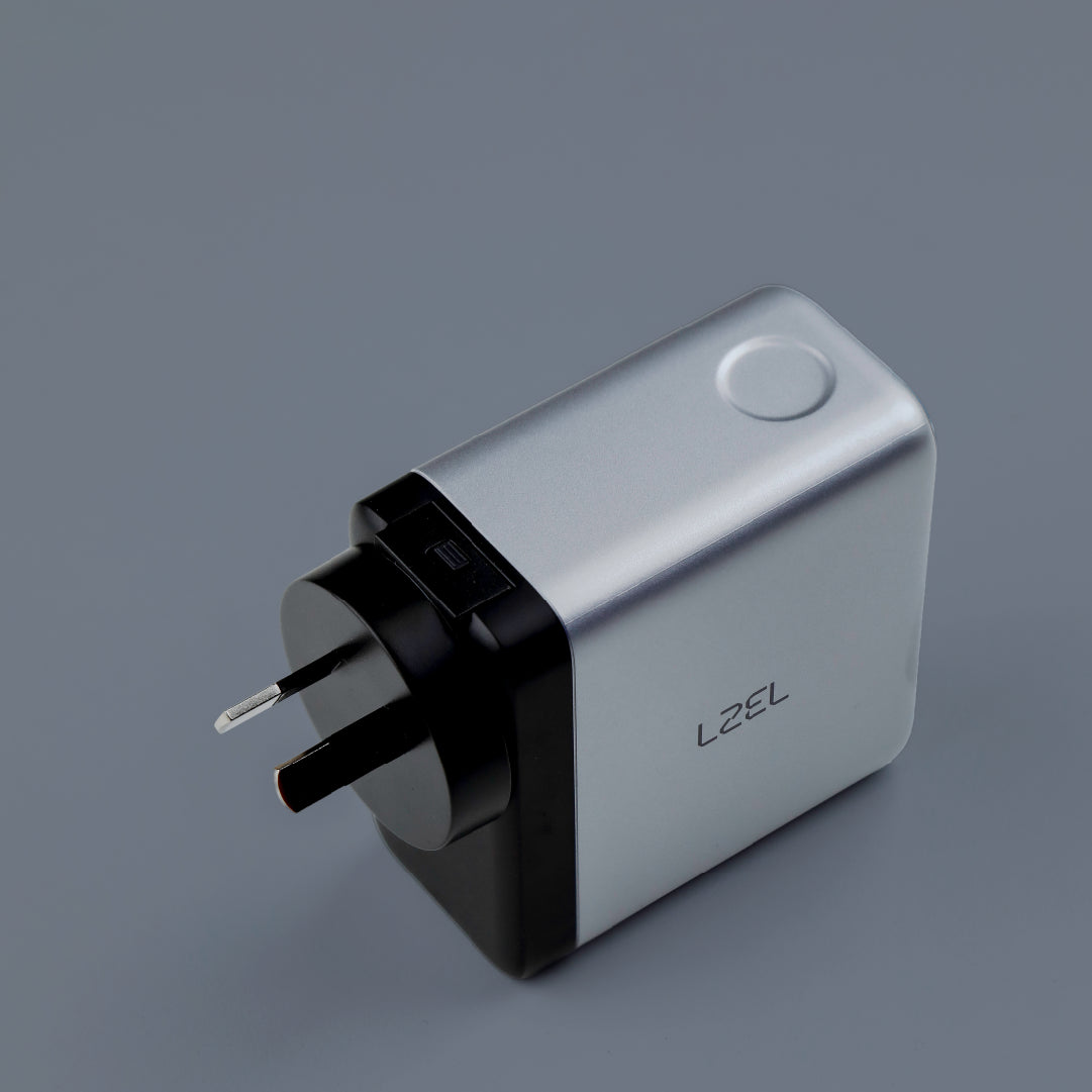 LZEL 100W GaN Travel Charger with 3-Port PD Digital Display & UK/EU/AU Plugs