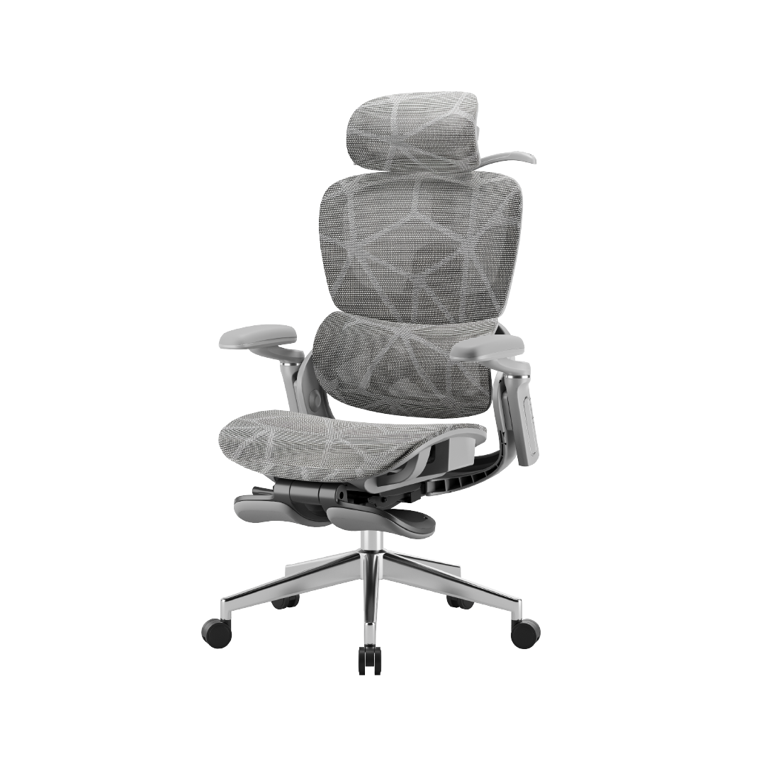 كرسي مكتب مريح (Ergonomic) – مسند قدم، آلية انزلاق، رافعة غاز Class 4 | رمادى