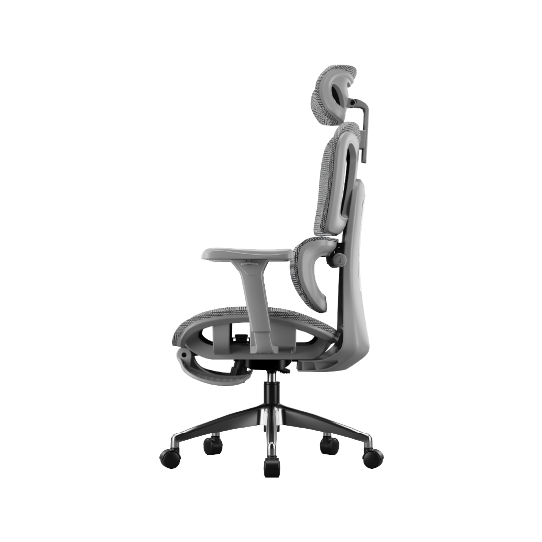 كرسي مكتب مريح (Ergonomic) – مسند قدم، آلية انزلاق، رافعة غاز Class 4 | رمادي فاتح