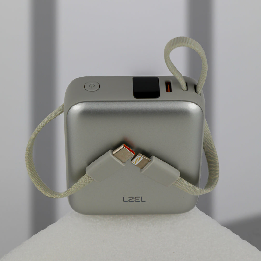 باور بانك Lzel Neurode Sync Mini بسعة 10000 مللي أمبير | PD3.0 و QC 3.0 | شحن بقدرة 25.5 واط | مدخل ومخرج Type-C مدمج مع مخرج إضاءة