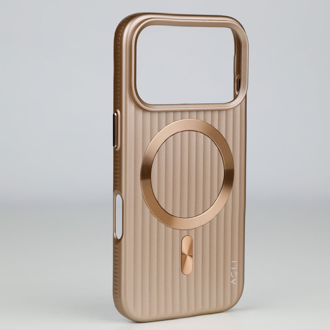 ASLI Corrugared Ridge Premium Metalic Case With Enhanced Camera Protection Case For iPhone 17 Pro Max
