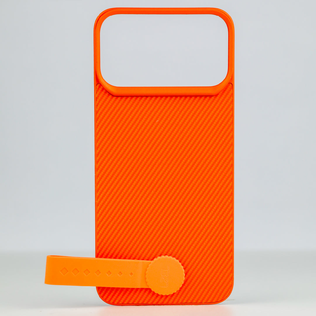 LZEL MagCarbon Strap Carbon Design with 360° Grip and Raised-Edge Protection Back Cover for iPhone 17 Pro Max