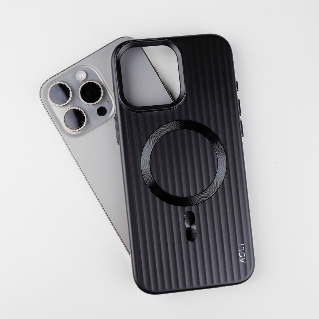 ASLI Corrugared Ridge Premium Metalic Case With Enhanced Camera Protection Case For iPhone 16 Pro Max