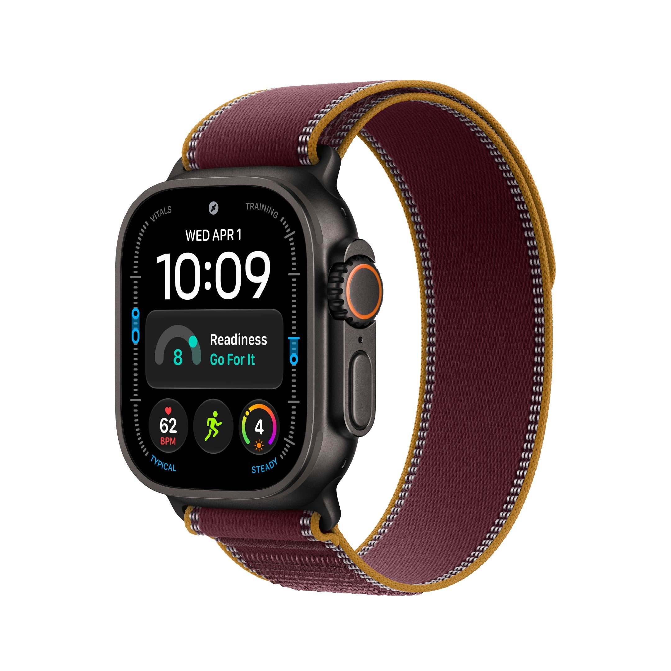 Apple Watch Ultra 4 GPS + Cellular 49mm Black Titanium with Burgundy Trail Loop | M/L