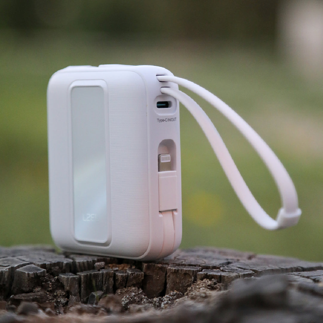 LZEL AMPNEO1O Mini 10000mAh PD Power Bank 30W | Built-in Type-C & Lightning Cable | Type-C Input/Output