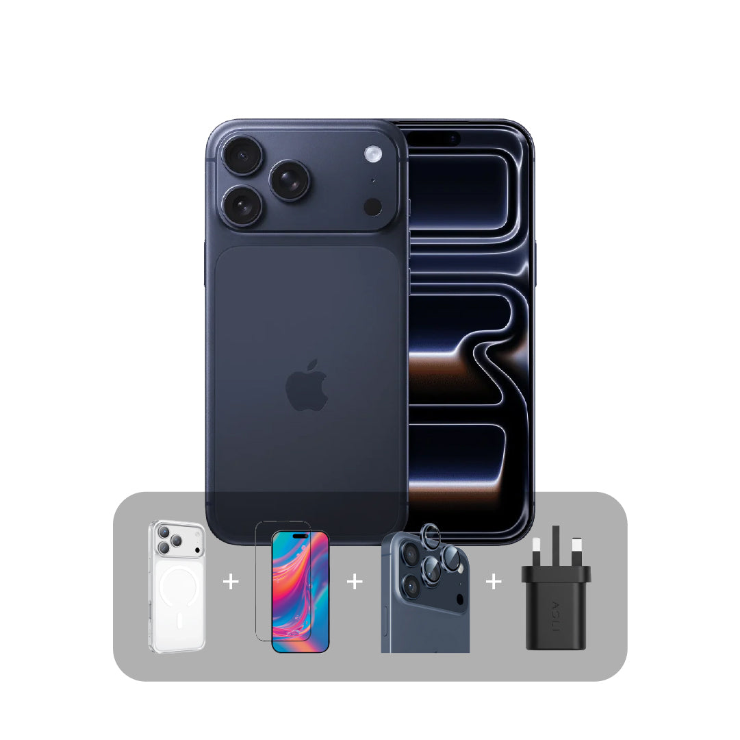 آيفون 17 برو ماكس من أبل - 512 جيجابايت - 6.9 بوصة -شريحتي eSIM+ عرض الباندل (نسخة اليابان) | أزرق داكن