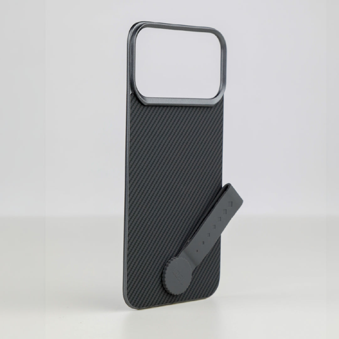 LZEL MagCarbon Strap Carbon Design with 360° Grip and Raised-Edge Protection Back Cover for iPhone 17 Pro Max