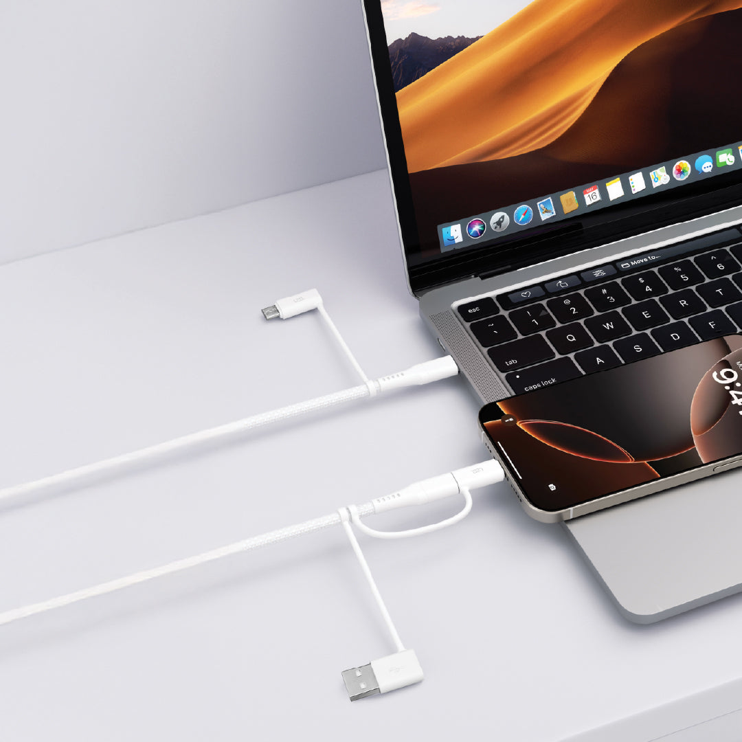 كيبل الشحن السريع 5 في 1 من LZEL Celeris PowerQuint | أبيض