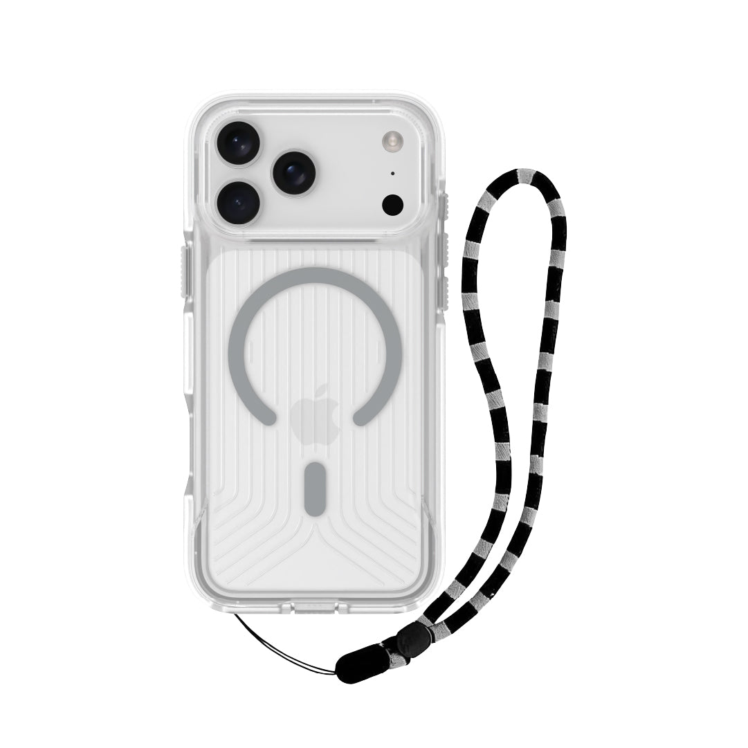 Asli Global LanyardMag MagSafe Case for iPhone 17 Pro Max – Built-In Lanyard | Clear/Gray