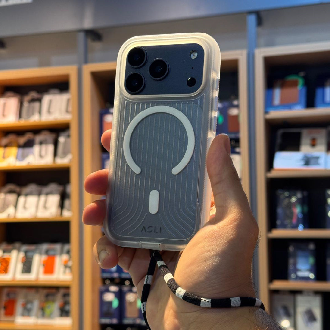 Asli Global LanyardMag MagSafe Case for iPhone 17 Pro Max – Built-In Lanyard | Clear/White