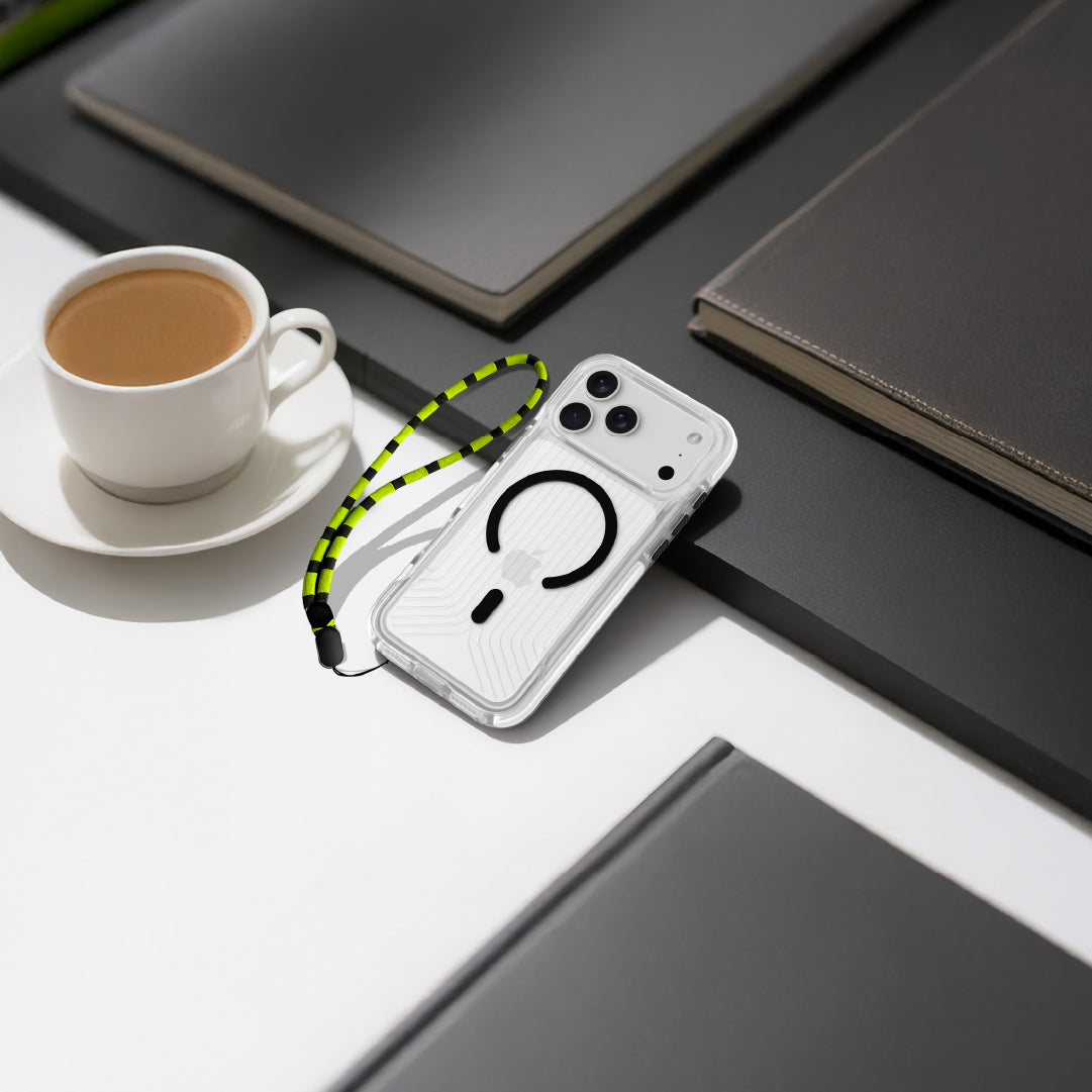 Asli Global LanyardMag MagSafe Case for iPhone 17 Pro Max – Built-In Lanyard | Clear/Black