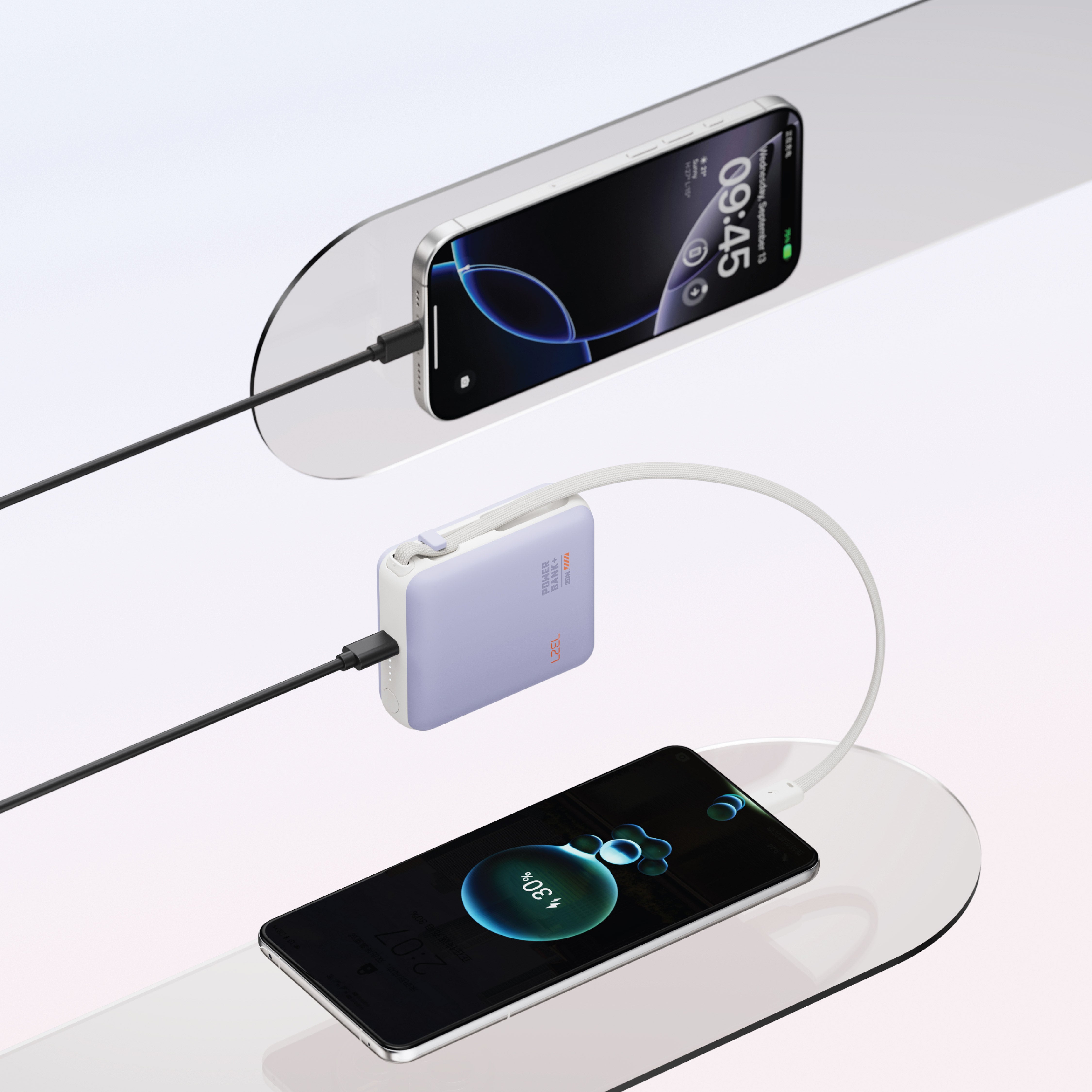 بطارية متنقلة ZenoFlex Volt Mini من ليزل بسعة 10000 مللي أمبير بتقنية الشحن السريع PD | بنفسجي