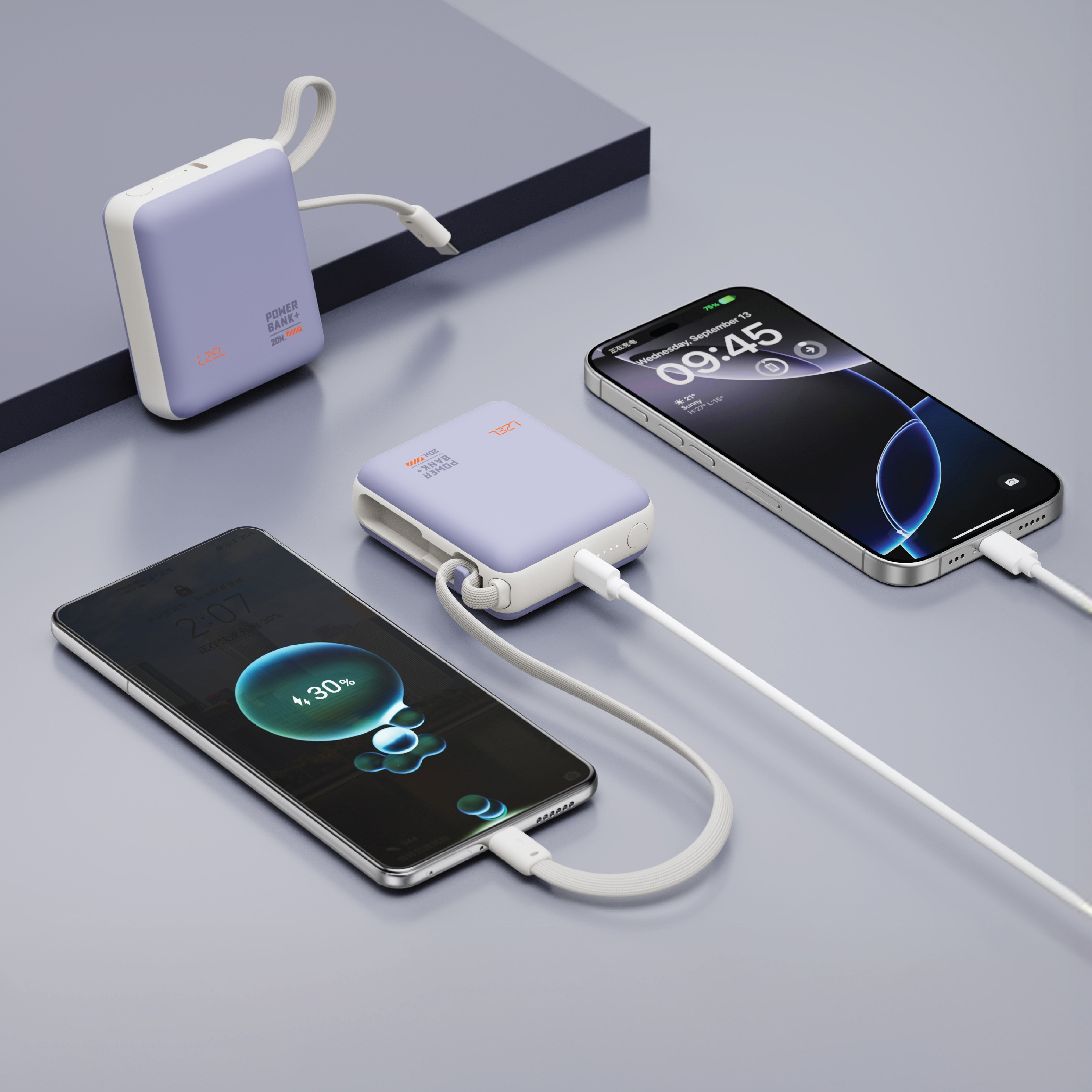 بطارية متنقلة ZenoFlex Volt Mini من ليزل بسعة 10000 مللي أمبير بتقنية الشحن السريع PD | بنفسجي