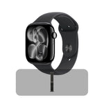 ساعة آبل واتش سيريس 11 - GPS - مقاس 42 ملم - بهيكل من الألومنيوم بلون Jet Black مع سوار رياضي أسود مقاس M/L + عرض الباندل