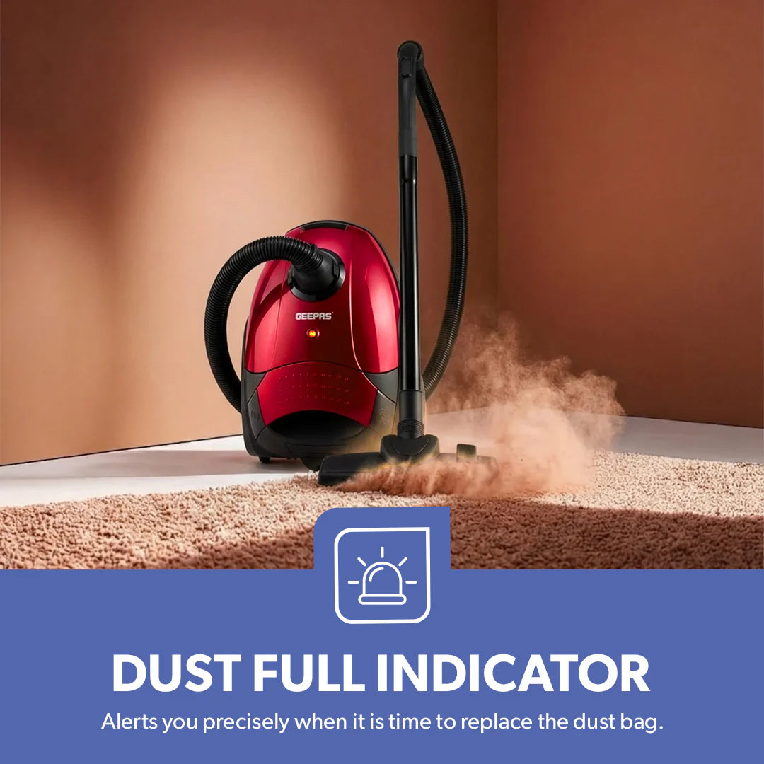 Geepas Vacuum Cleaner – 2200W, 1.5L, Low Noise, Dust Indicator, Compact