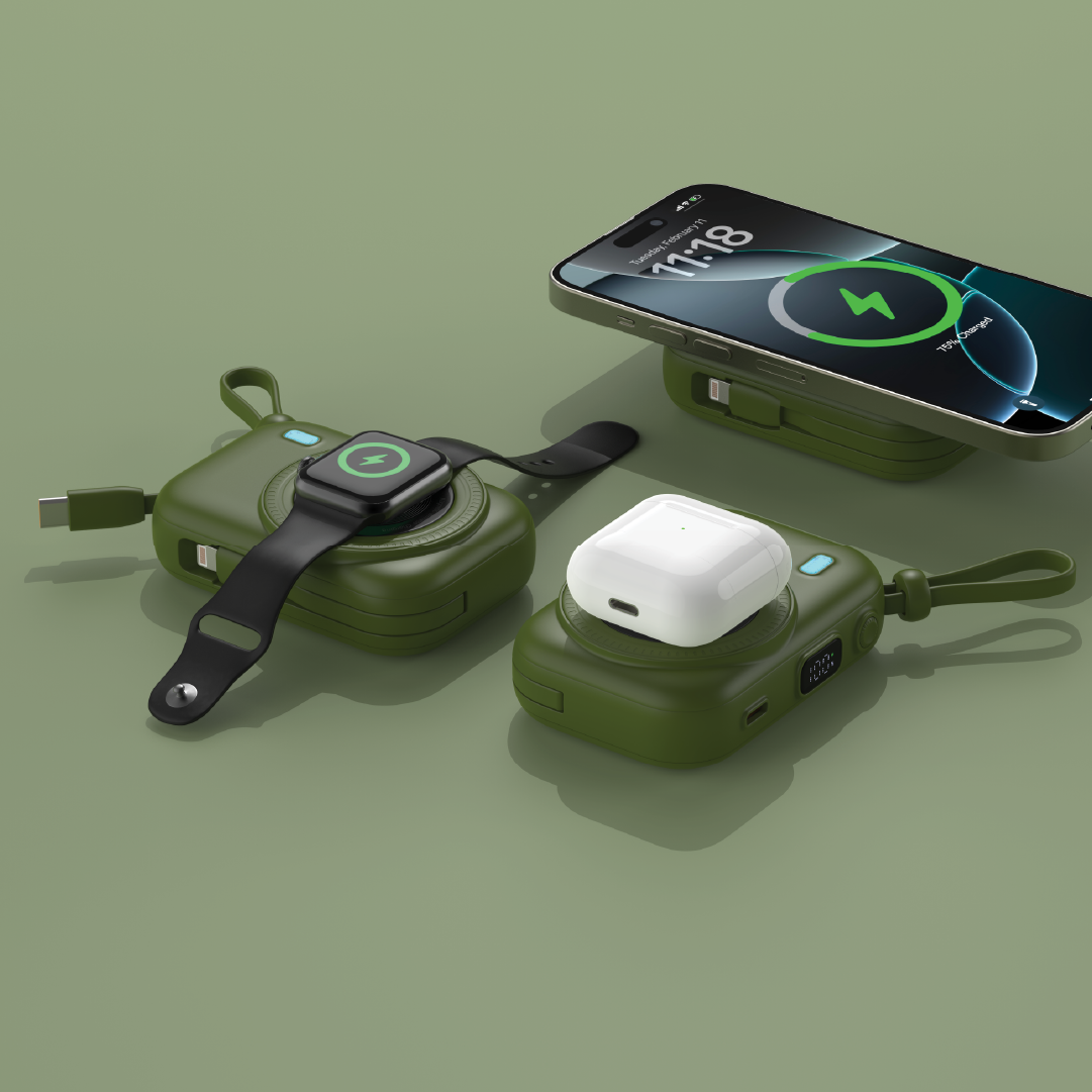 LZEL NanoFlex Nova – 10,000mAh Magnetic Power Bank with USB-C PD & Built-in Cable