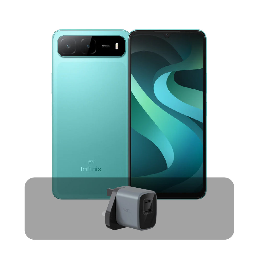 هاتف إنفينكس هوت 60i 5G – شاشة 6.75 بوصة بتردد 120 هرتز سلسة، تخزين 128 جيجابايت، ذاكرة 4 جيجا رام + 4 جيجا رام، بطارية 6000 مللي أمبير ، كاميرا 50 ميجابيكسل، IP64 + عرض الباندل | أخضر
