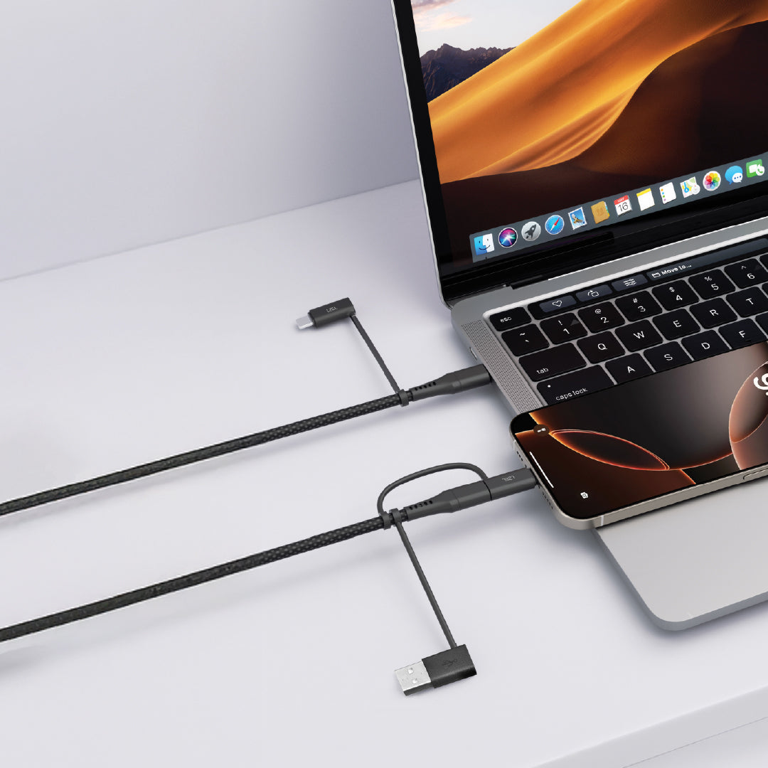 كيبل الشحن السريع 5 في 1 من LZEL Celeris PowerQuint | أسود