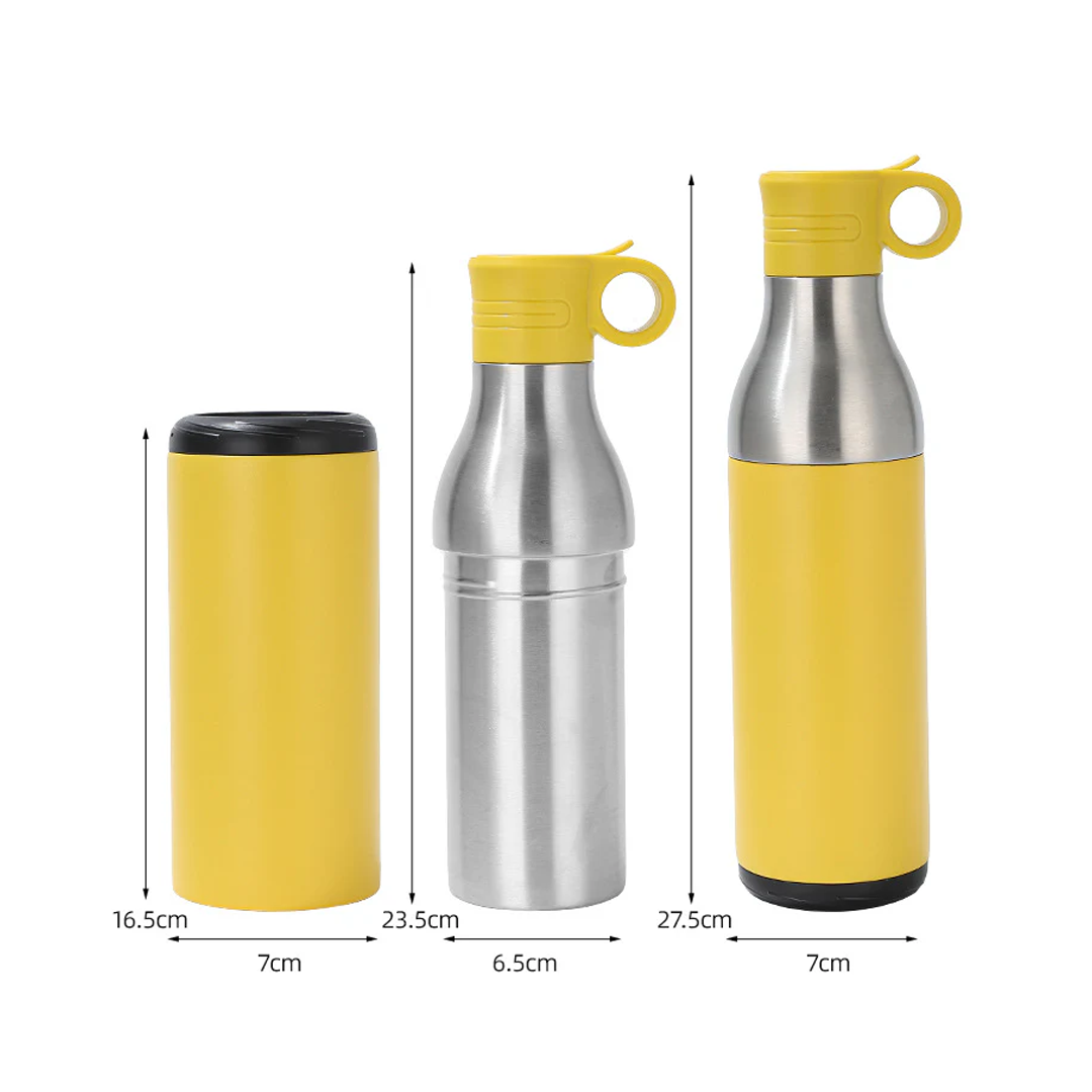 LZEL Natura Elva Vacuum Bottle Dual 400 mL + 400 mL | Yellow Aluminum