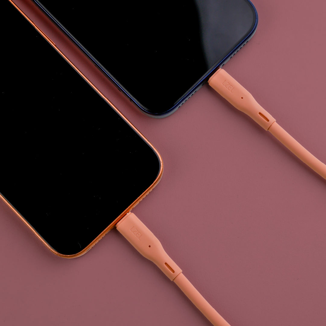 كيبل من Lzel معتمد USB-C إلى Lightning ، نقل بيانات بسرعة 480Mbps، طاقة 20V 3A، PD بقوة 60W، غلاف سيليكون سائل ناعم، هيكل TPE، طول 2 متر 