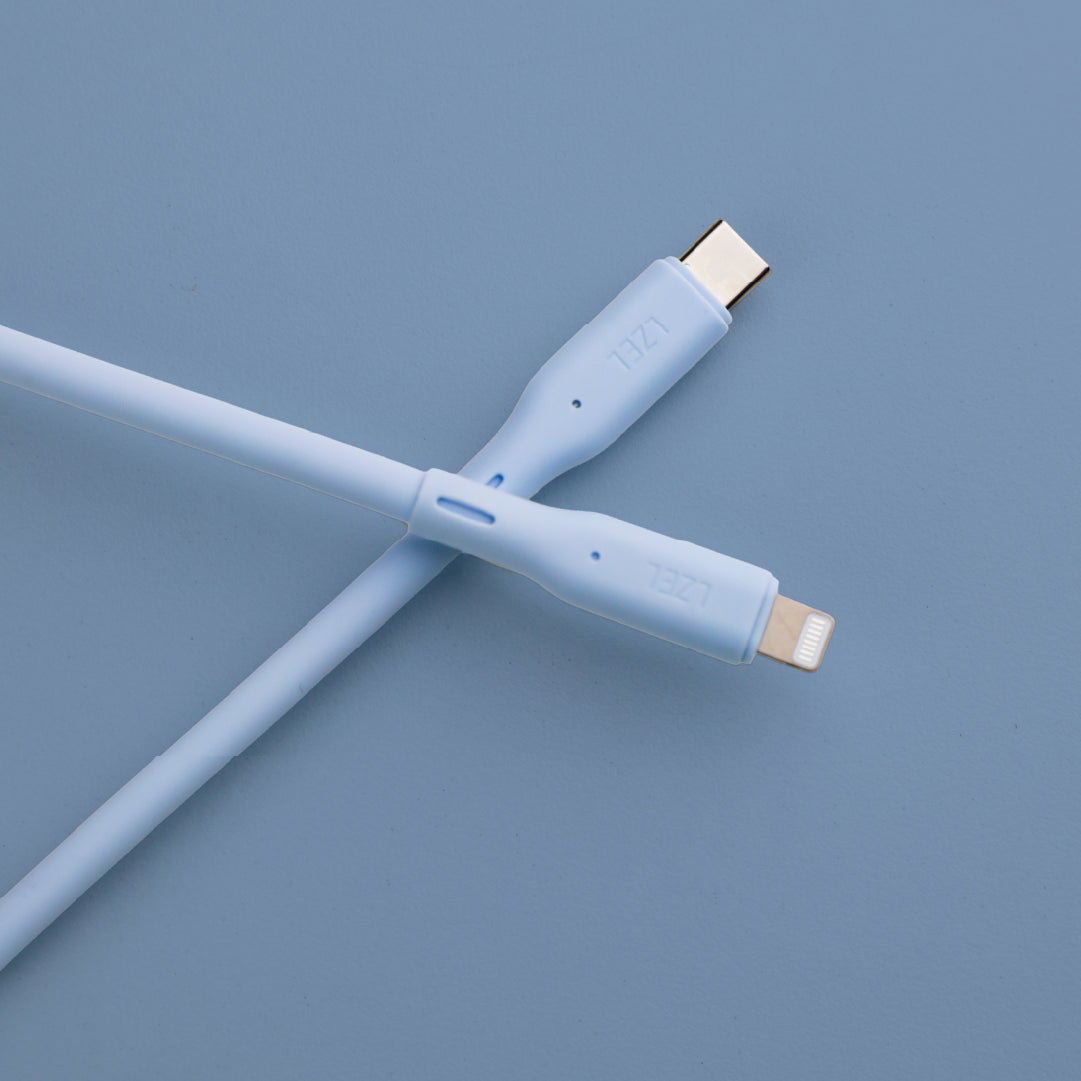 كيبل من Lzel معتمد USB-C إلى Lightning ، نقل بيانات بسرعة 480Mbps، طاقة 20V 3A، PD بقوة 60W، غلاف سيليكون سائل ناعم، هيكل TPE، طول 2 متر 