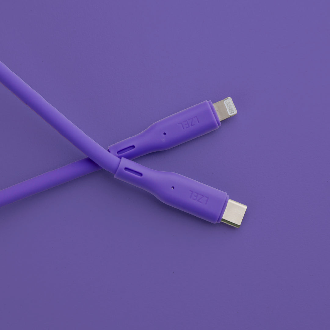 كيبل من Lzel معتمد USB-C إلى Lightning ، نقل بيانات بسرعة 480Mbps، طاقة 20V 3A، PD بقوة 60W، غلاف سيليكون سائل ناعم، هيكل TPE، طول 2 متر 