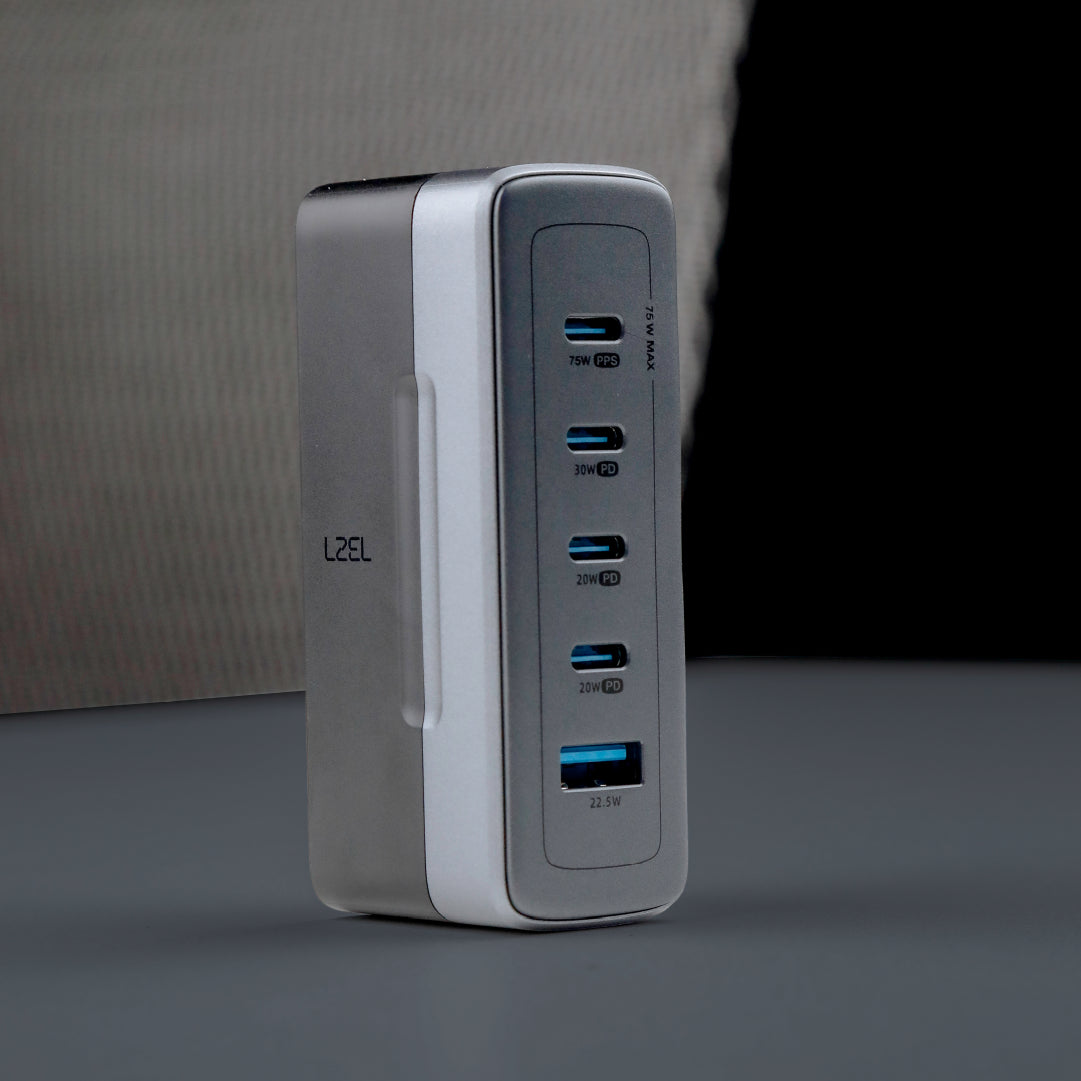 LZEL VoltixWorld 75W GaN Multi Port Travel Adapter | Black