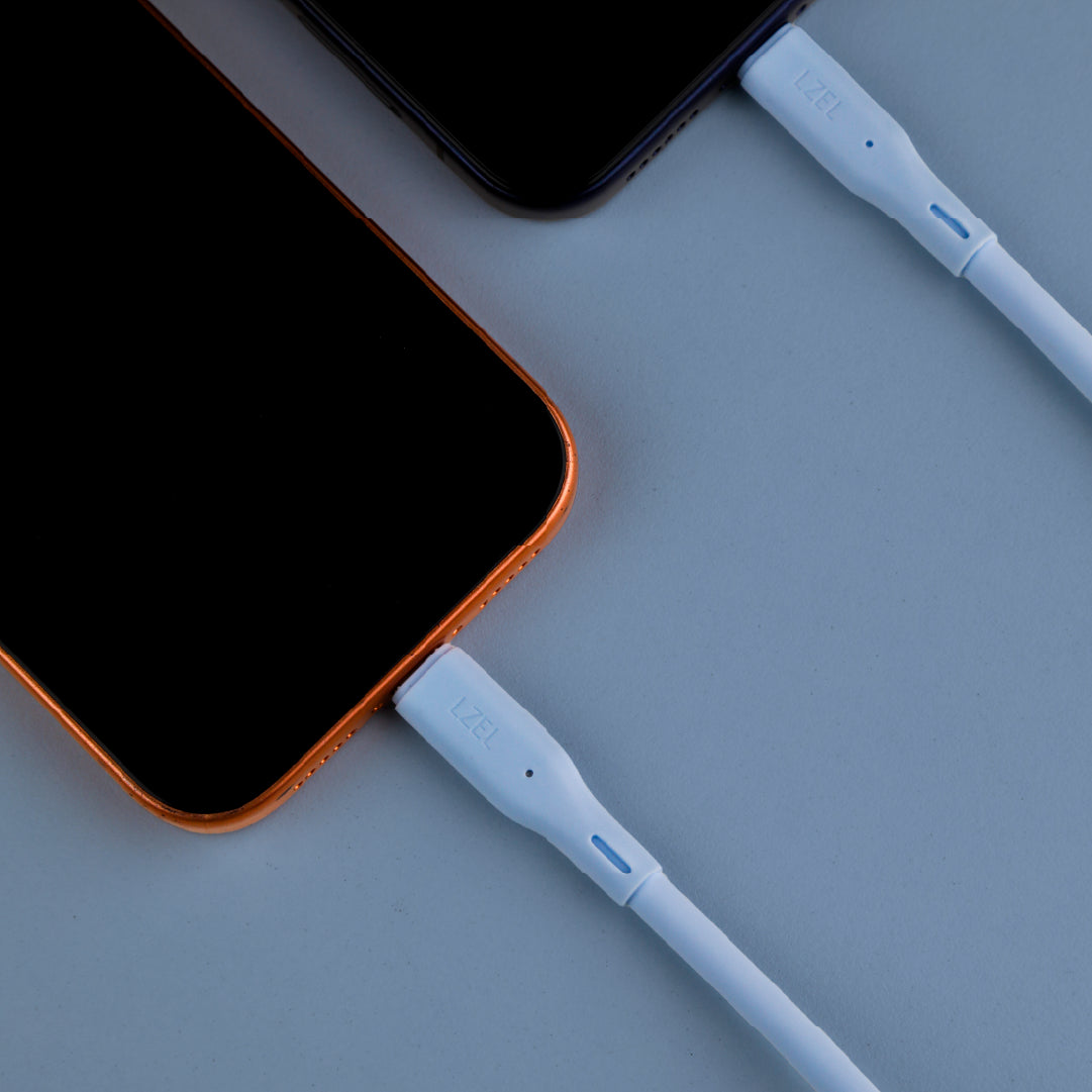 كيبل من Lzel معتمد USB-C إلى Lightning ، نقل بيانات بسرعة 480Mbps، طاقة 20V 3A، PD بقوة 60W، غلاف سيليكون سائل ناعم، هيكل TPE، طول 2 متر 