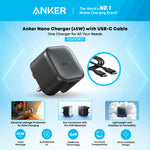 شاحن ANKER Nano بقدرة 45 واط – شحن سريع مع كابل USB-C إلى USB-C | أسود