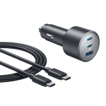 Anker Car Charger (167.5W, 3 Ports) with cable bundle | Gray