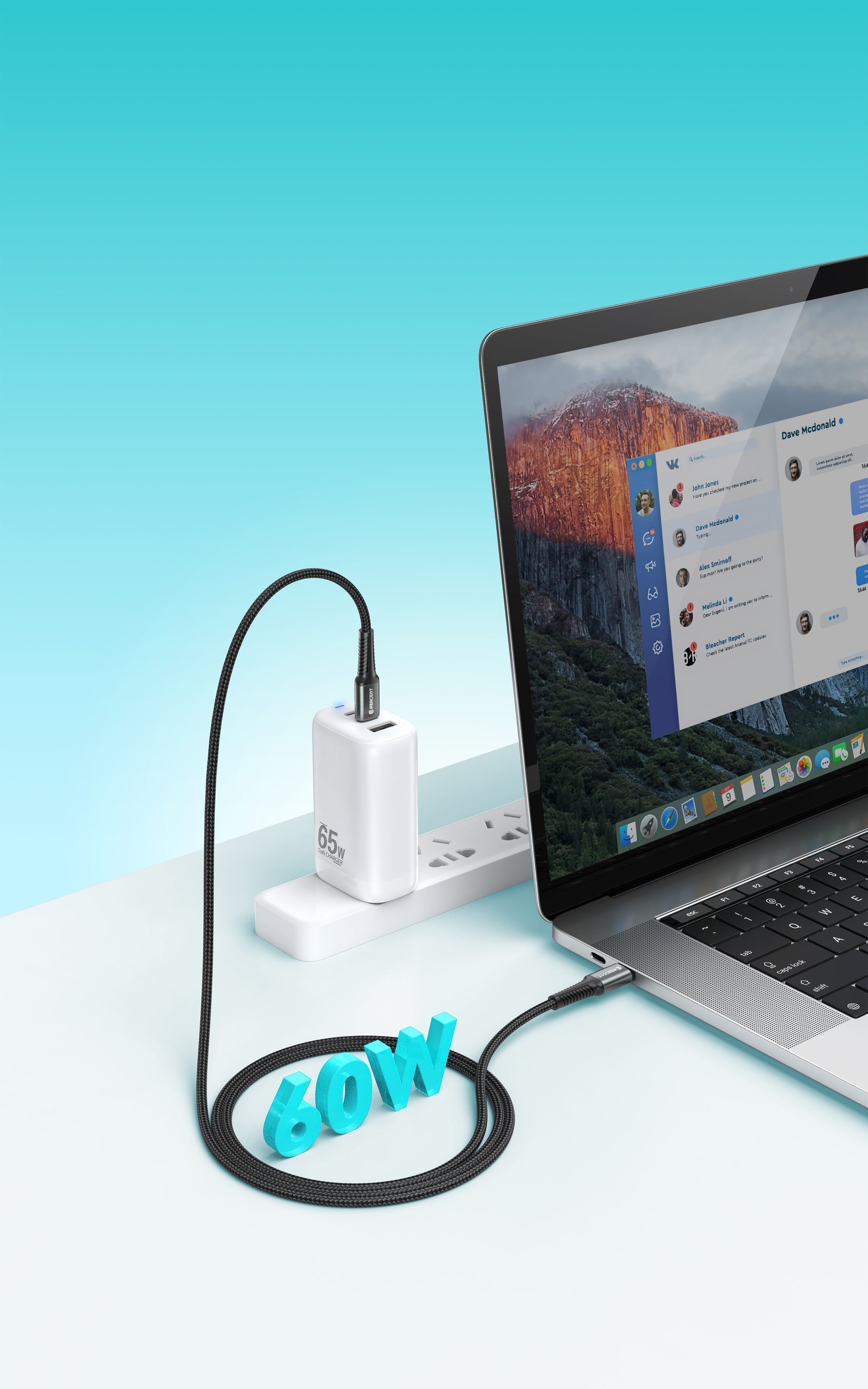 كيبل من 90 بيرسنت Voltix90 Core مضفّر من USB-C إلى USB-C بطول 2 متر