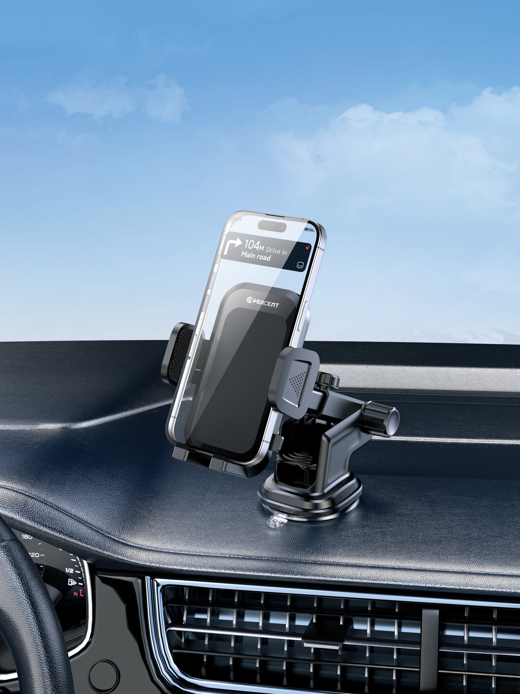 حامل هاتف Secure90 Universal للوحة القيادة في السيارة من 90 Percent | أسود
