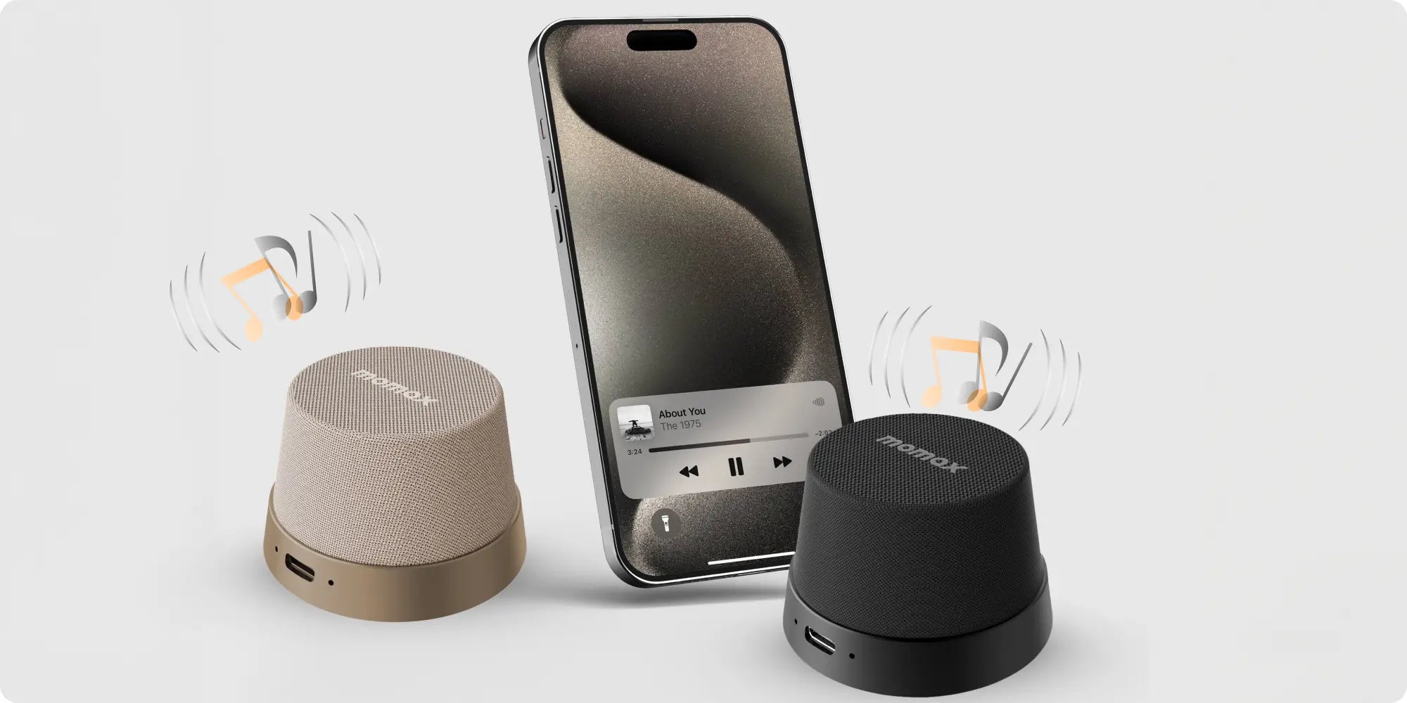 Momax Vibe GO Magnetic Wireless Speaker 2-IN-1 Sandstone(DESERT TITANIUM)