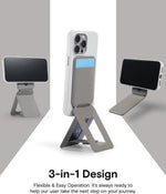 LZEL Magsafe PU Leather Card Holder And Tripod Stand Aegis Clio | Light Gray