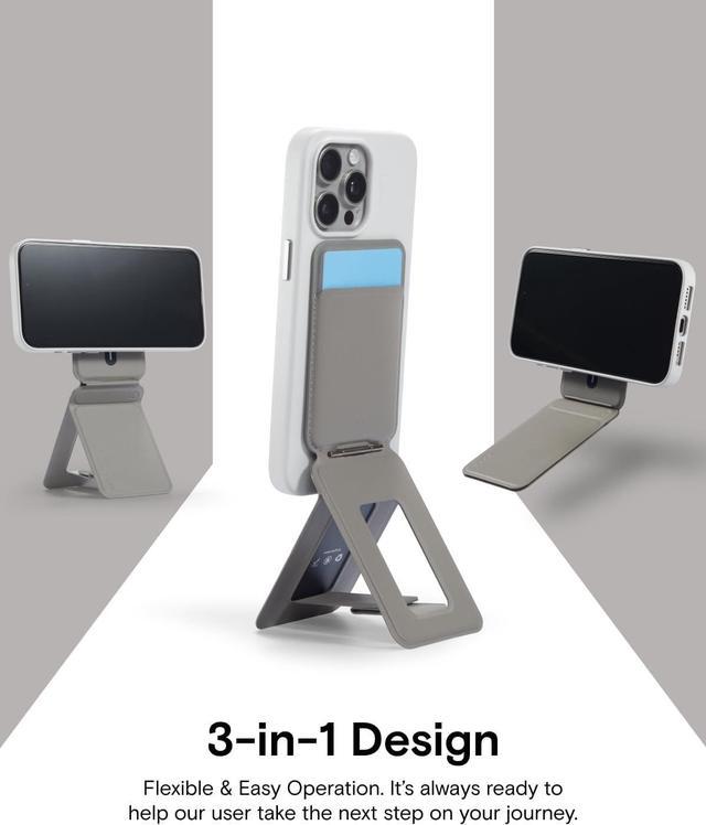 LZEL Magsafe PU Leather Card Holder And Tripod Stand Aegis Clio | Light Gray