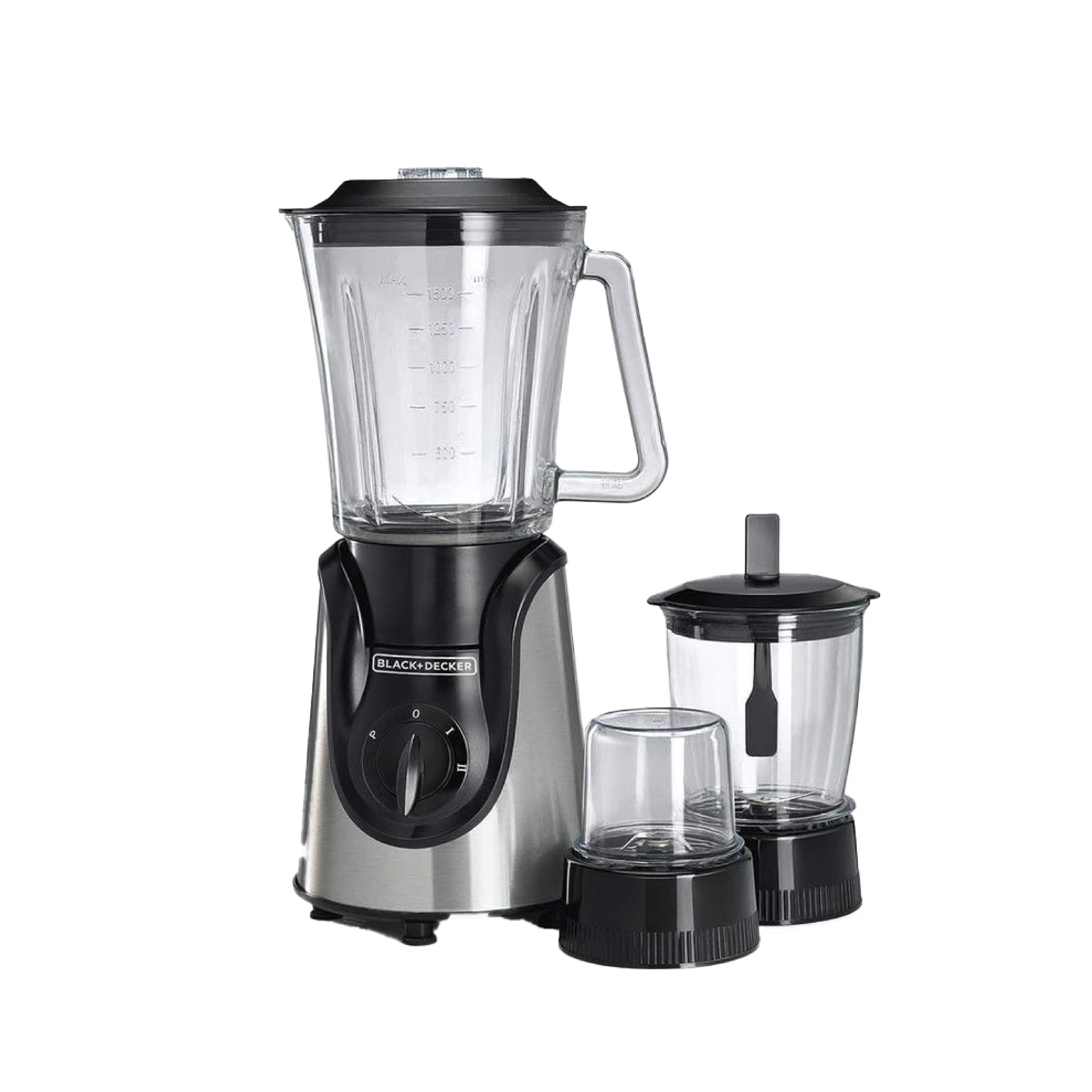 خلاط زجاج Black & Decker بقوة 600 واط مع مطحنة وفرامة لحم