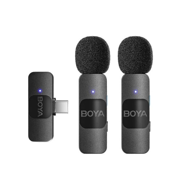 نظام ميكروفون لاسلكي Boya Ultra Compact Dual 2.4 جيجا هرتز متوافق مع أجهزة Typec-c (BY-V20)