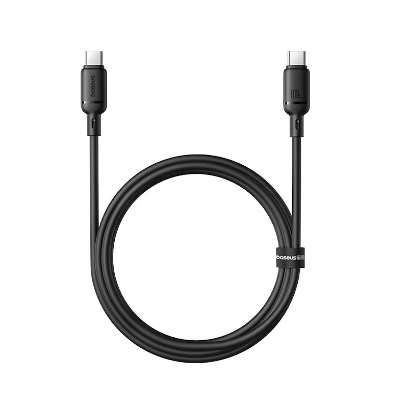 كيبل Baseus Silky للشحن السريع USB-C إلى USB-C بقوة 100 واط بطول 2 متر | أسود 