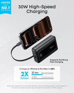 بطارية متنقلة Anker Zolo بسعة 10,000mAh وبقوة 30W | أسود