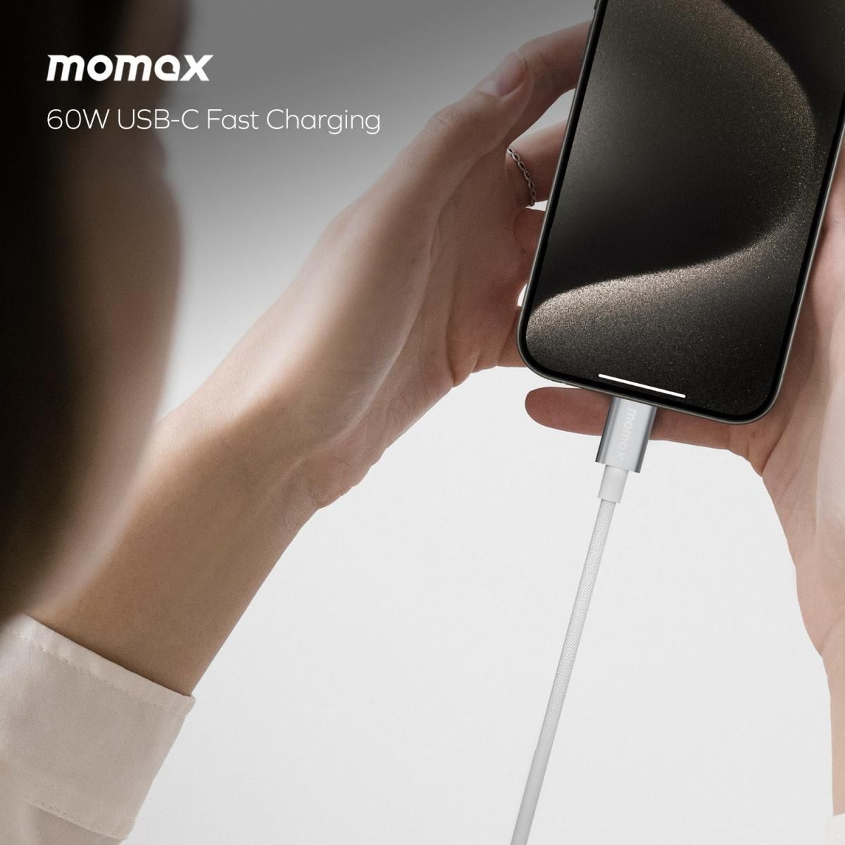 Momax Elite 60W USB-C Fast Charging Cable 0.5M White