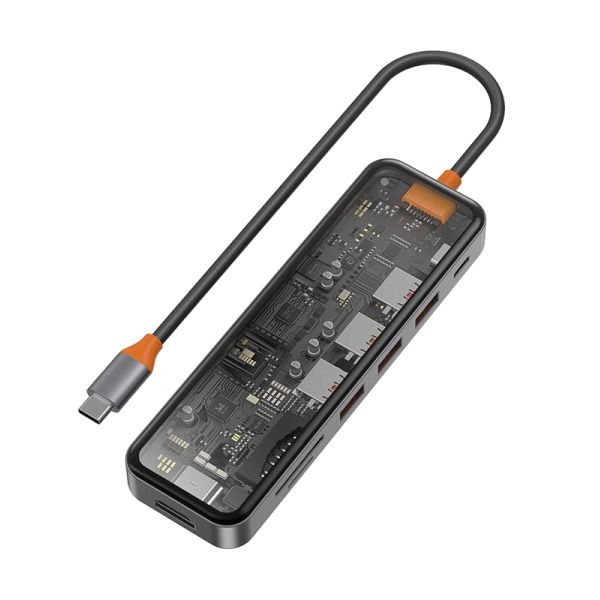 موزع 7 في 1 من Wiwu Cyber Hub&nbsp;USB-C شفاف
