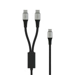 كيبل ثنائي Celeris Power C Twin من ليزل USB-C إلى USB-C مضفر بالأقمشة بقوة 100 واط طول 1.2 متر | أسود