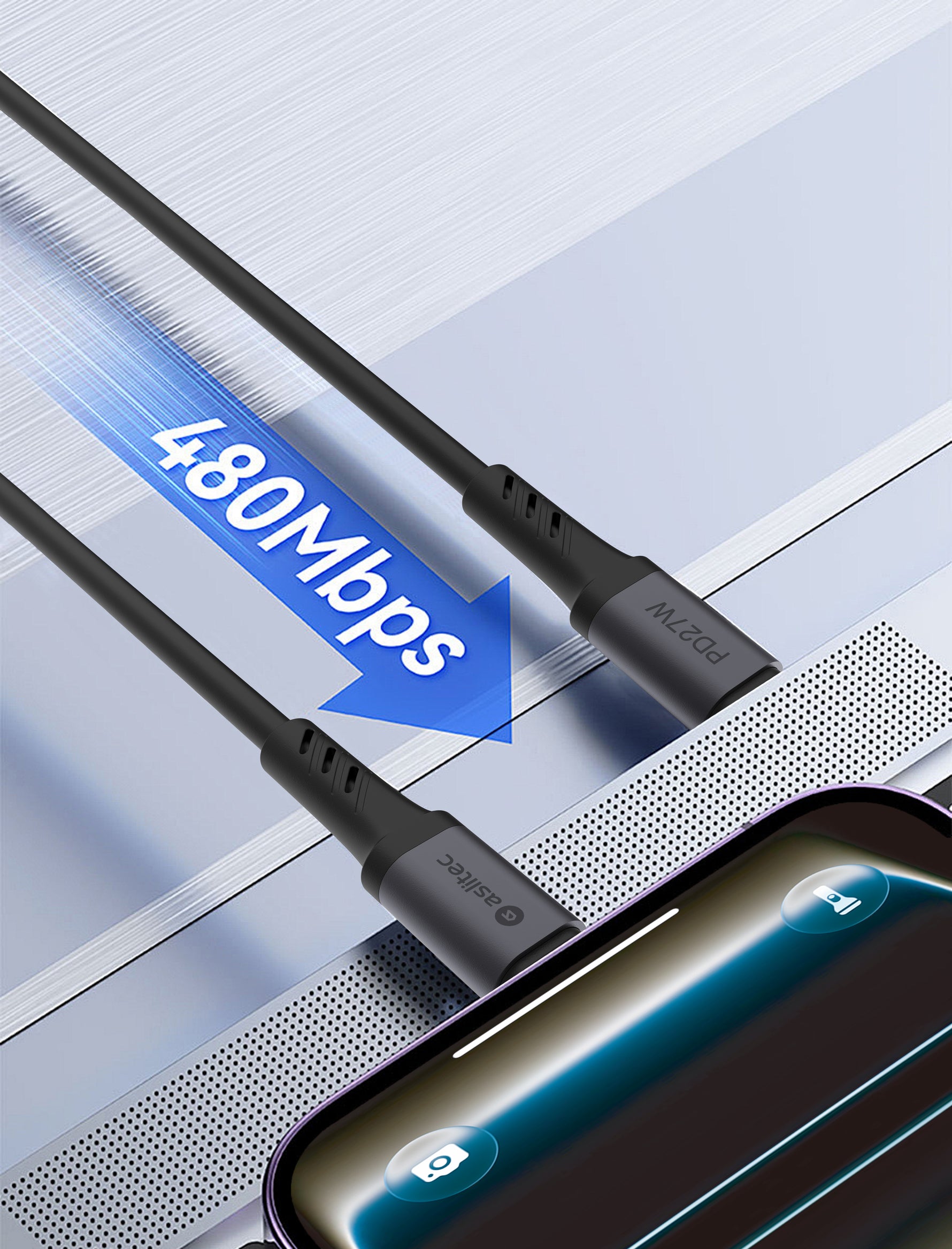 كيبل Aslitec GRAPHENEX SYNC للشحن السريع ونقل البيانات – USB-C إلى Lightning