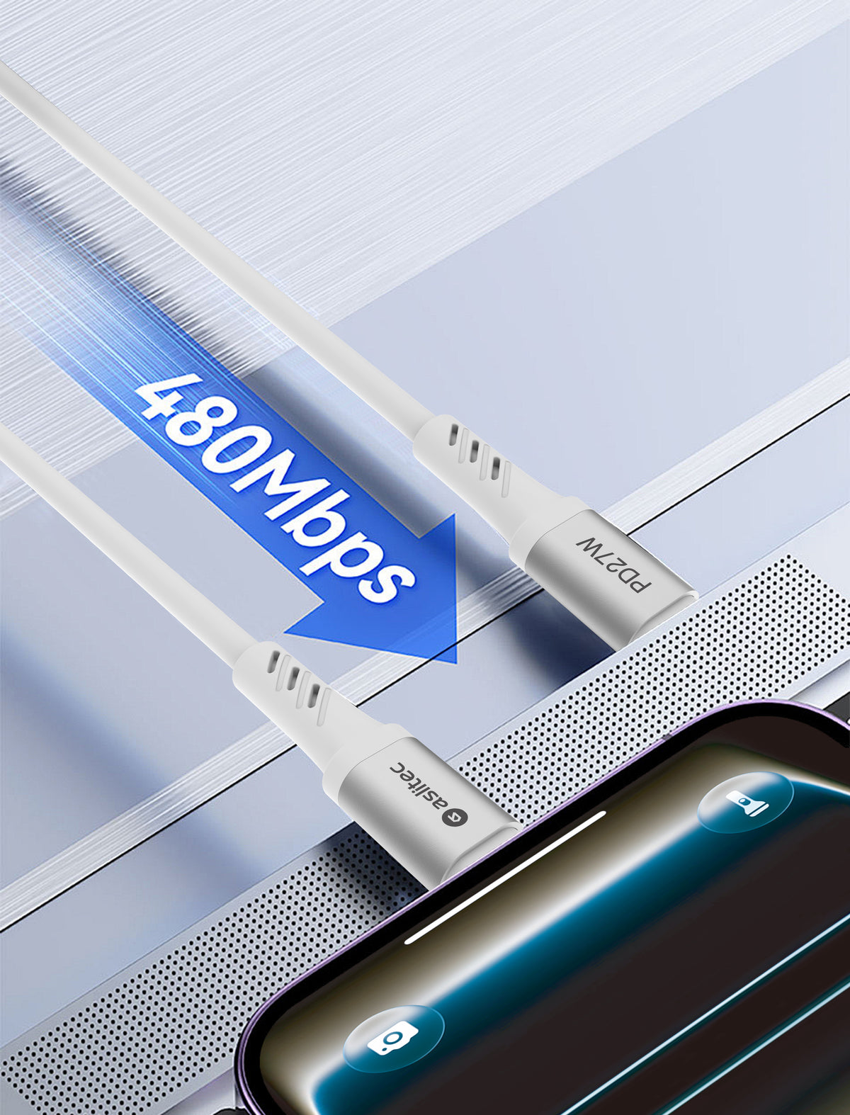 كيبل Aslitec GRAPHENEX SYNC للشحن السريع ونقل البيانات – USB-C إلى Lightning