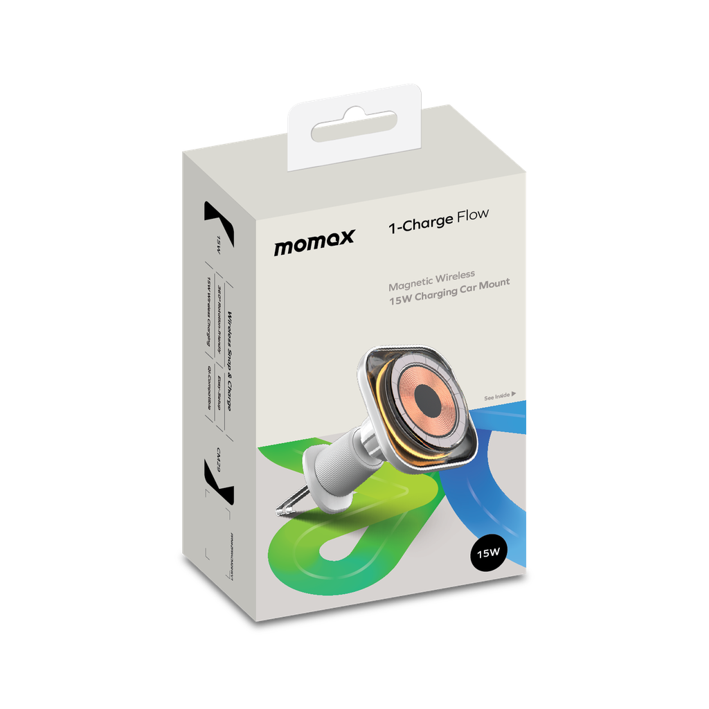 حامل سيارة مومكس 1-تشارج فلو للشحن اللاسلكي المغناطيسي  15 واط