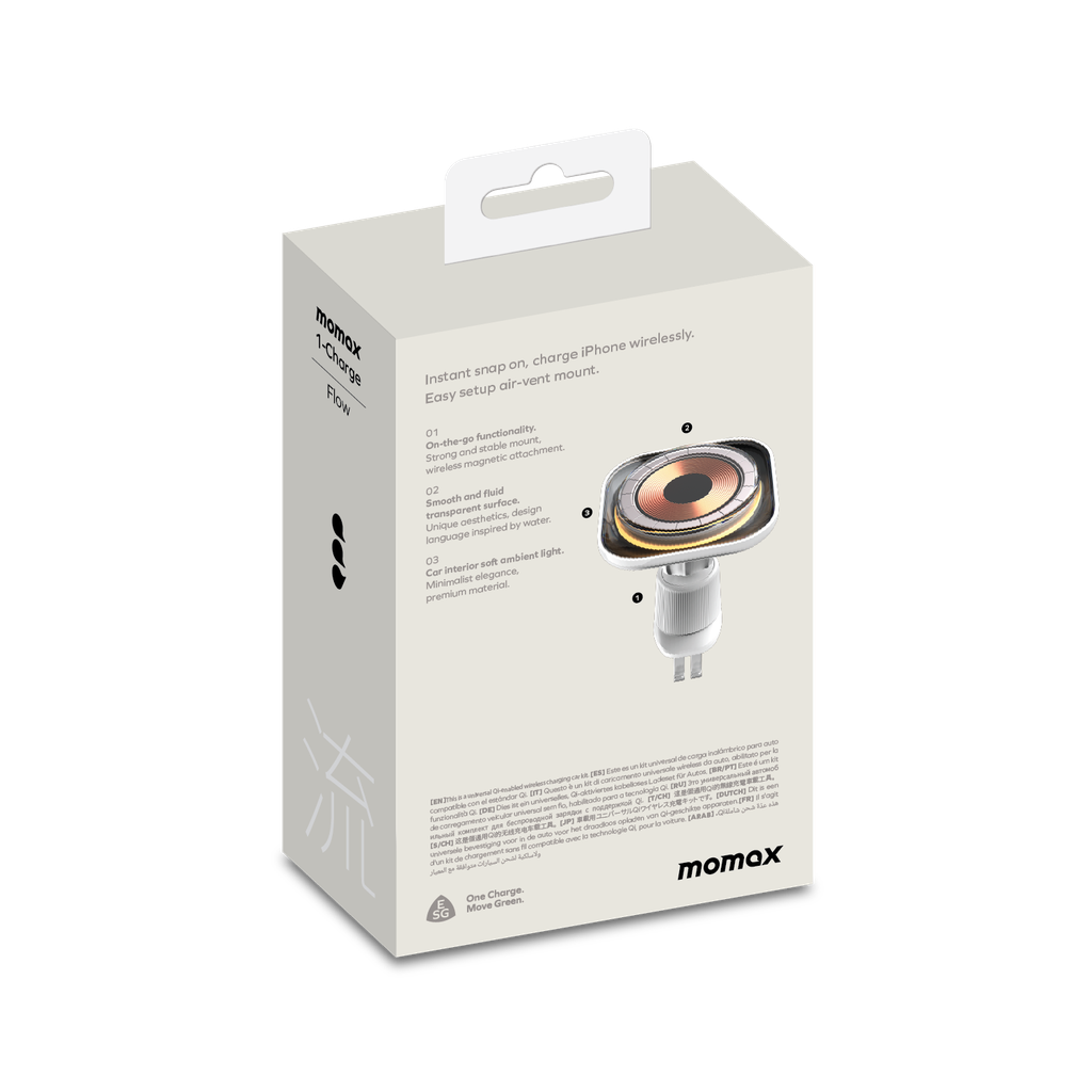 حامل سيارة مومكس 1-تشارج فلو للشحن اللاسلكي المغناطيسي  15 واط