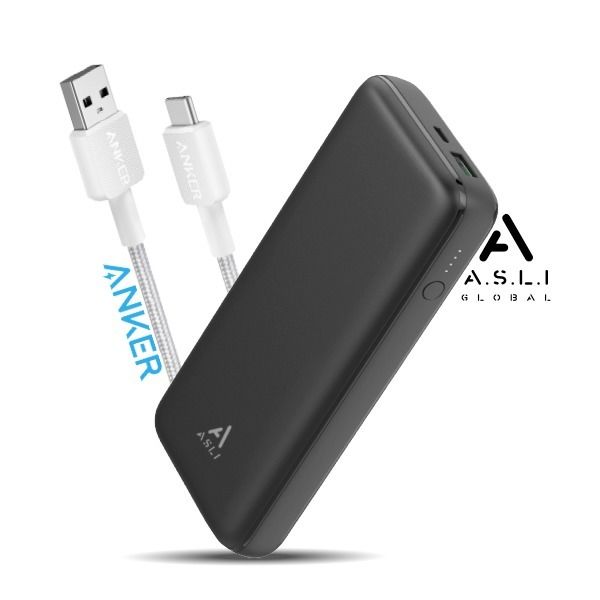 أسلي جلوبال 20000mAh Charge Pro Plus Pd Mini باور بانك مع كابل Anker 0.9m/3ft 322 USB-A إلى USB-C