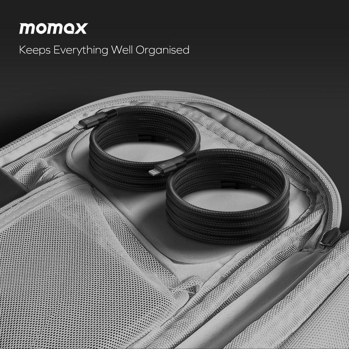 كيبل Momax Mag.Link بطرف USB-C إلى Lightning مغناطيسي 60 واط بطول 1 متر | أسود