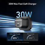 Anker Zolo Charger 30W, PD 3.0 With USB-C to USB-C Cable | Black